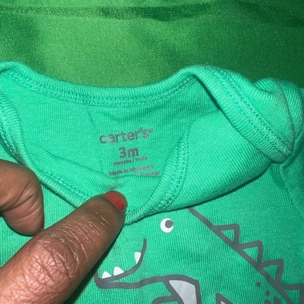 Carter's Dinosaur Bodysuit Set - Green and White 3 Months
